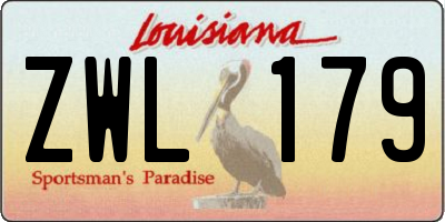 LA license plate ZWL179