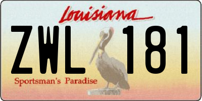 LA license plate ZWL181