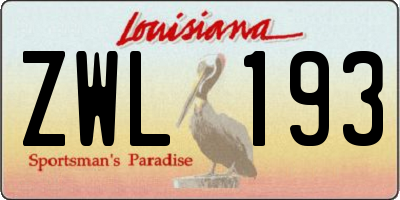 LA license plate ZWL193