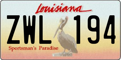 LA license plate ZWL194