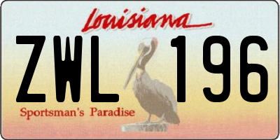 LA license plate ZWL196