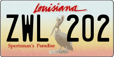 LA license plate ZWL202