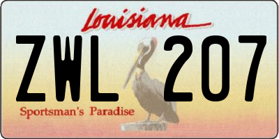 LA license plate ZWL207