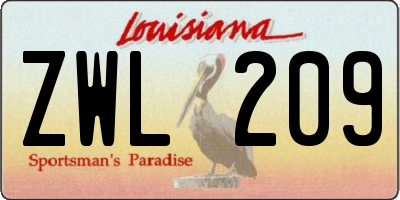 LA license plate ZWL209