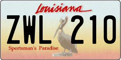 LA license plate ZWL210