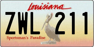 LA license plate ZWL211