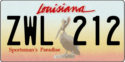 LA license plate ZWL212