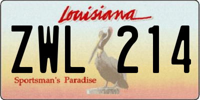 LA license plate ZWL214