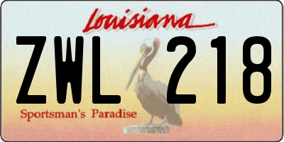 LA license plate ZWL218