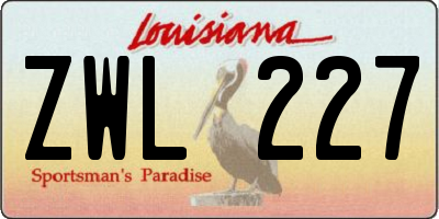 LA license plate ZWL227