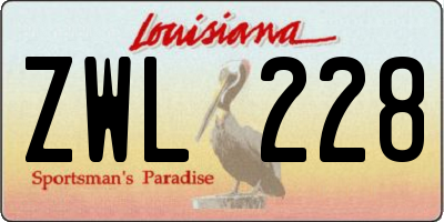 LA license plate ZWL228