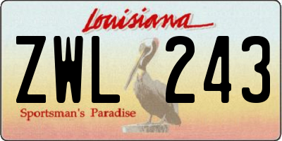 LA license plate ZWL243