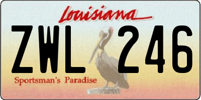 LA license plate ZWL246