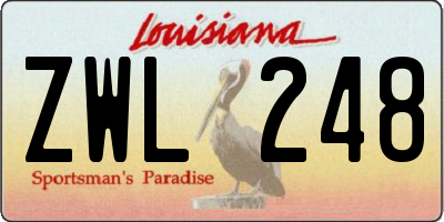 LA license plate ZWL248