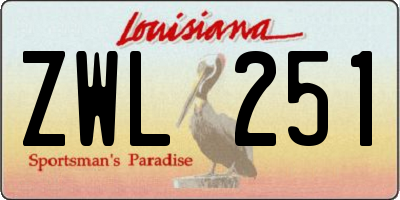 LA license plate ZWL251