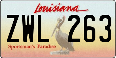 LA license plate ZWL263