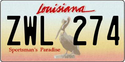 LA license plate ZWL274