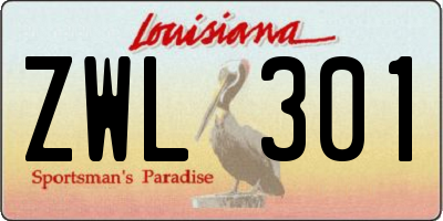 LA license plate ZWL301