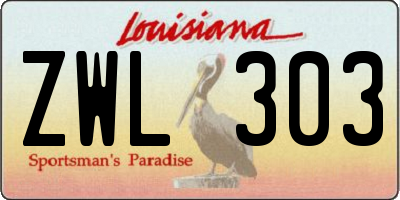 LA license plate ZWL303