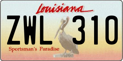 LA license plate ZWL310