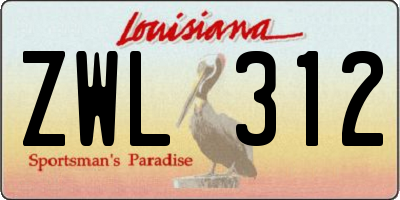 LA license plate ZWL312