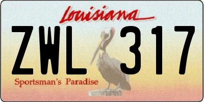 LA license plate ZWL317