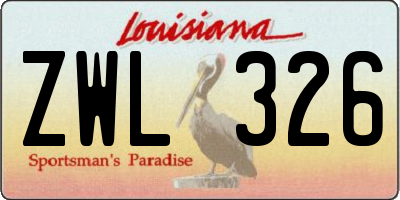 LA license plate ZWL326