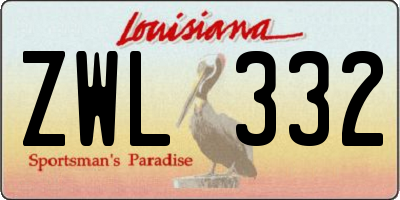 LA license plate ZWL332