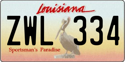 LA license plate ZWL334