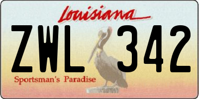 LA license plate ZWL342