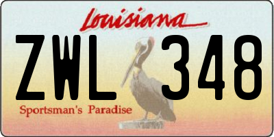 LA license plate ZWL348