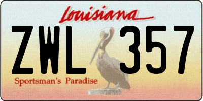 LA license plate ZWL357