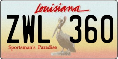 LA license plate ZWL360