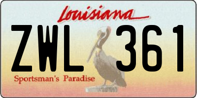 LA license plate ZWL361