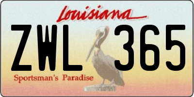 LA license plate ZWL365