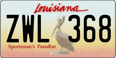 LA license plate ZWL368