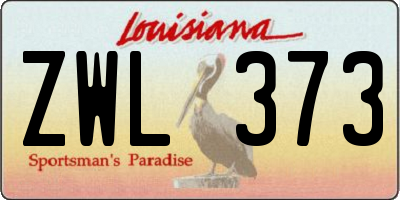 LA license plate ZWL373