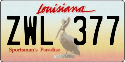 LA license plate ZWL377