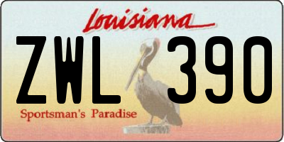 LA license plate ZWL390