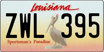 LA license plate ZWL395