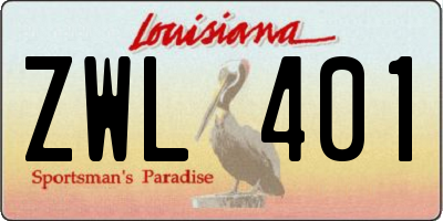 LA license plate ZWL401