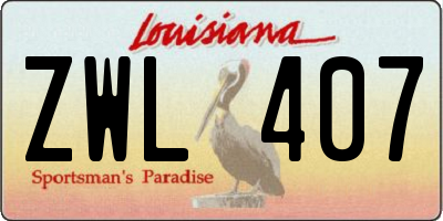 LA license plate ZWL407