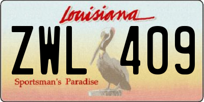 LA license plate ZWL409