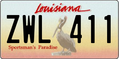 LA license plate ZWL411