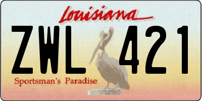 LA license plate ZWL421