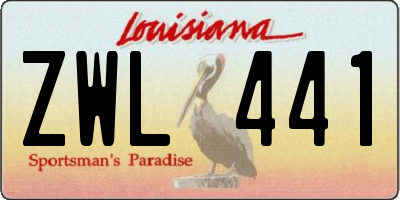 LA license plate ZWL441