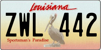 LA license plate ZWL442