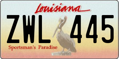 LA license plate ZWL445