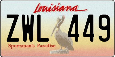 LA license plate ZWL449