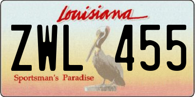 LA license plate ZWL455